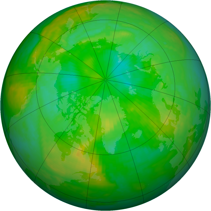 Arctic ozone map for 13 July 1989